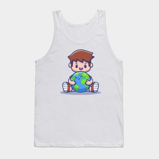 Boy Hugging Cute Earth Tank Top